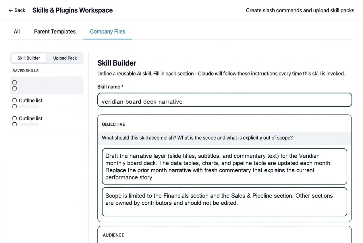 ThinkAIWork reusable finance skill builder